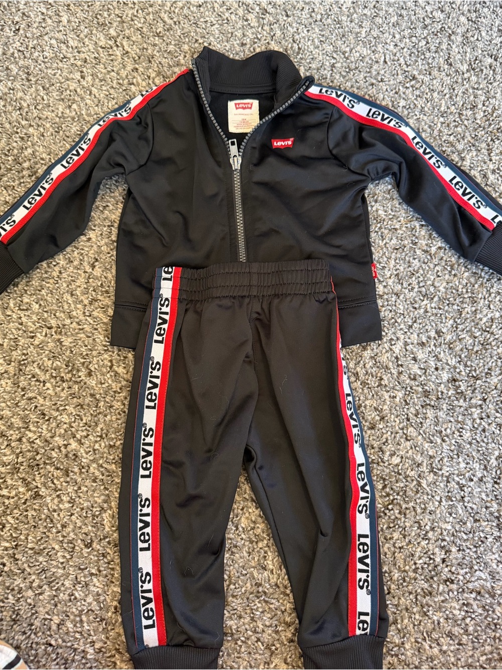 Levi's Black Tracksuit Jacket & Pants with Red & White Logo